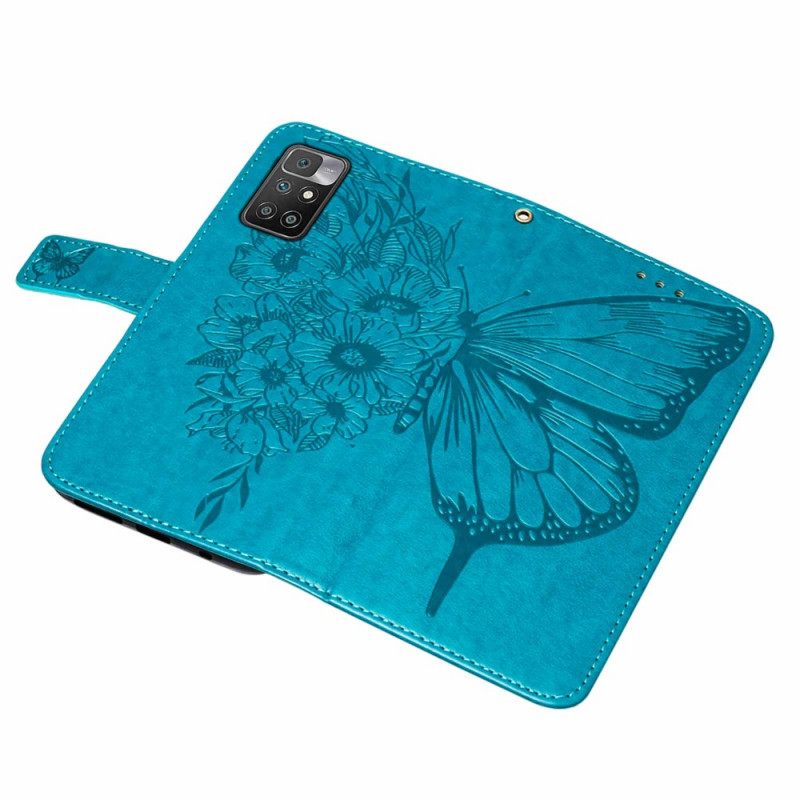 Kotelot Xiaomi Redmi 10 Butterfly Design Kaulanauhalla