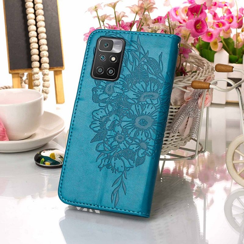 Kotelot Xiaomi Redmi 10 Butterfly Design Kaulanauhalla