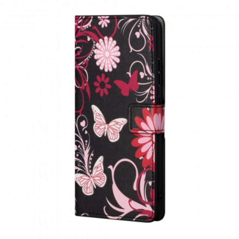 Kotelot Xiaomi Redmi 10 Suojaketju Kuori Butterflies And Flowers Strap