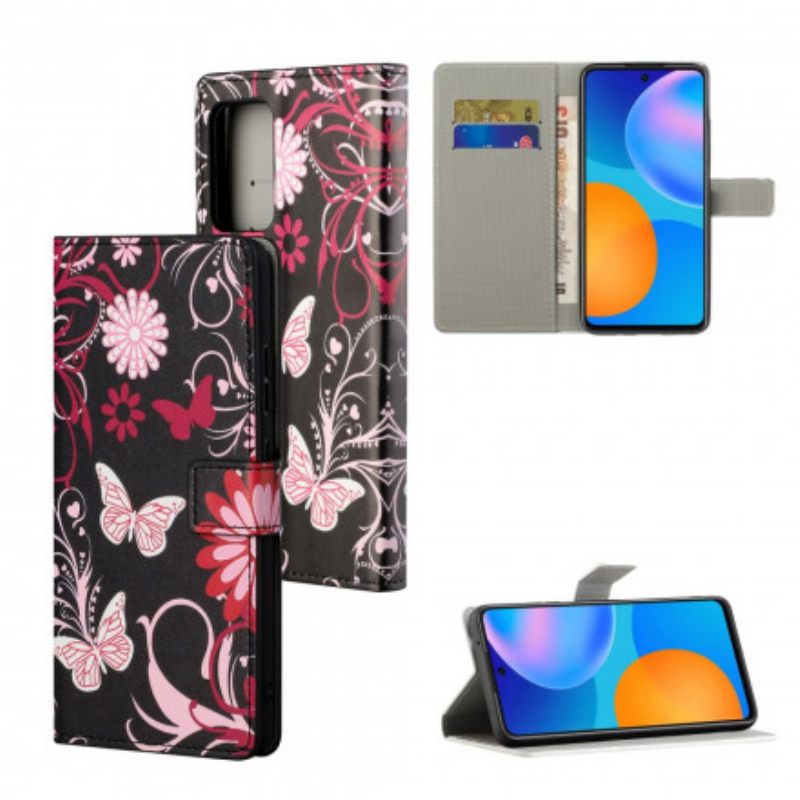 Kotelot Xiaomi Redmi 10 Suojaketju Kuori Butterflies And Flowers Strap