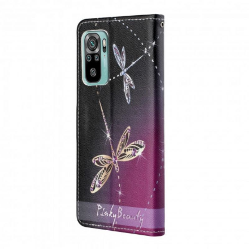 Kotelot Xiaomi Redmi 10 Suojaketju Kuori Strappy Dragonflies