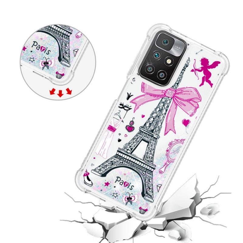 Kuori Xiaomi Redmi 10 Eiffel-tornin Paljetteja