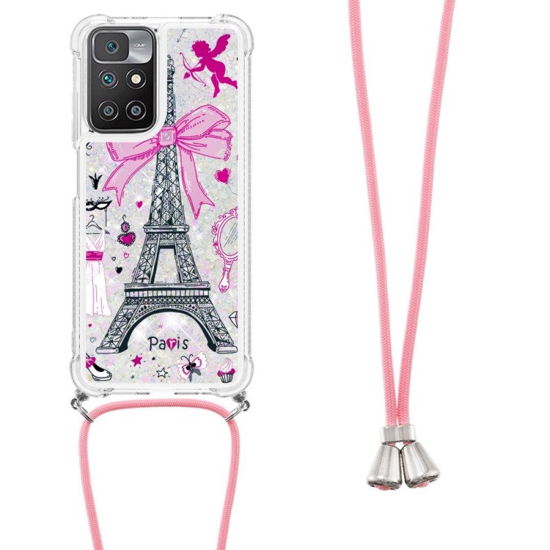 Kuori Xiaomi Redmi 10 Kiristysnyörillä Cordon Eiffel Towerissa