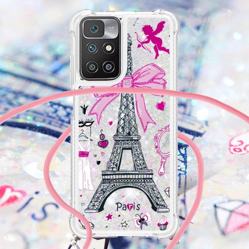 Kuori Xiaomi Redmi 10 Kiristysnyörillä Cordon Eiffel Towerissa