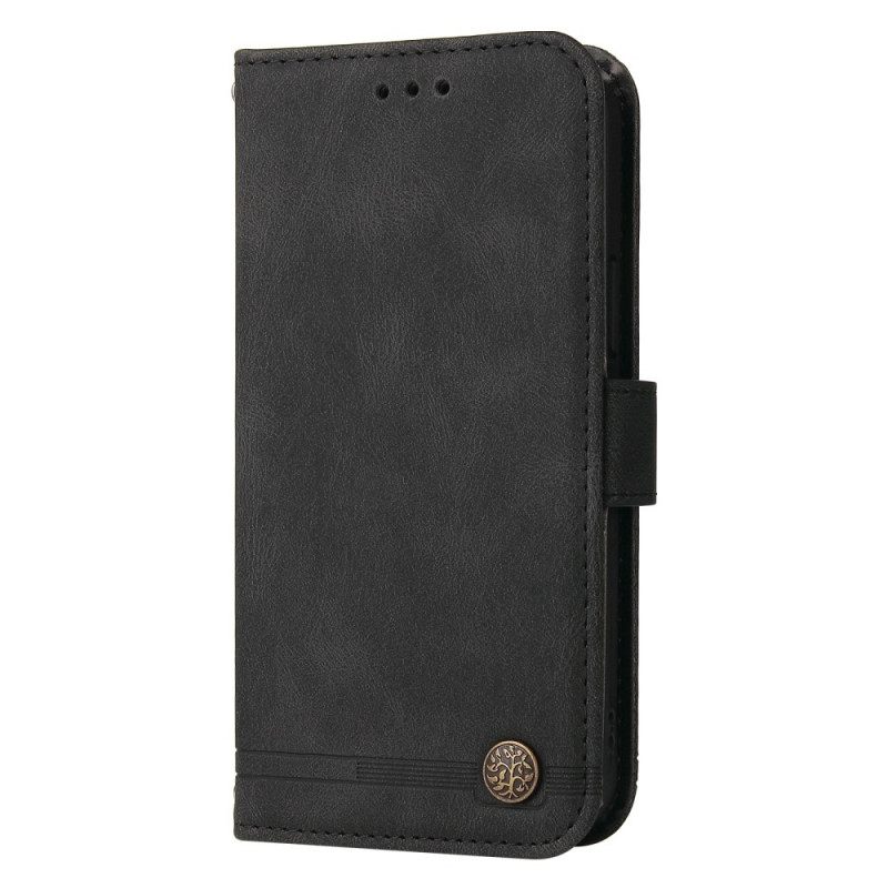 Nahkakotelo Xiaomi Redmi 10 Faux Leather Niitti Ja Nauha