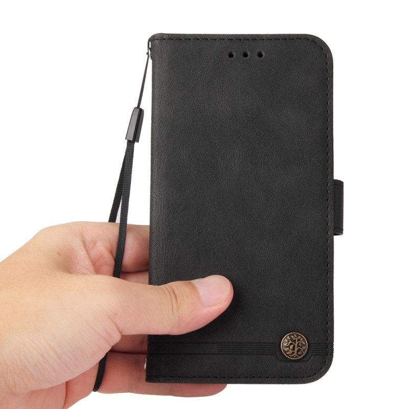 Nahkakotelo Xiaomi Redmi 10 Faux Leather Niitti Ja Nauha