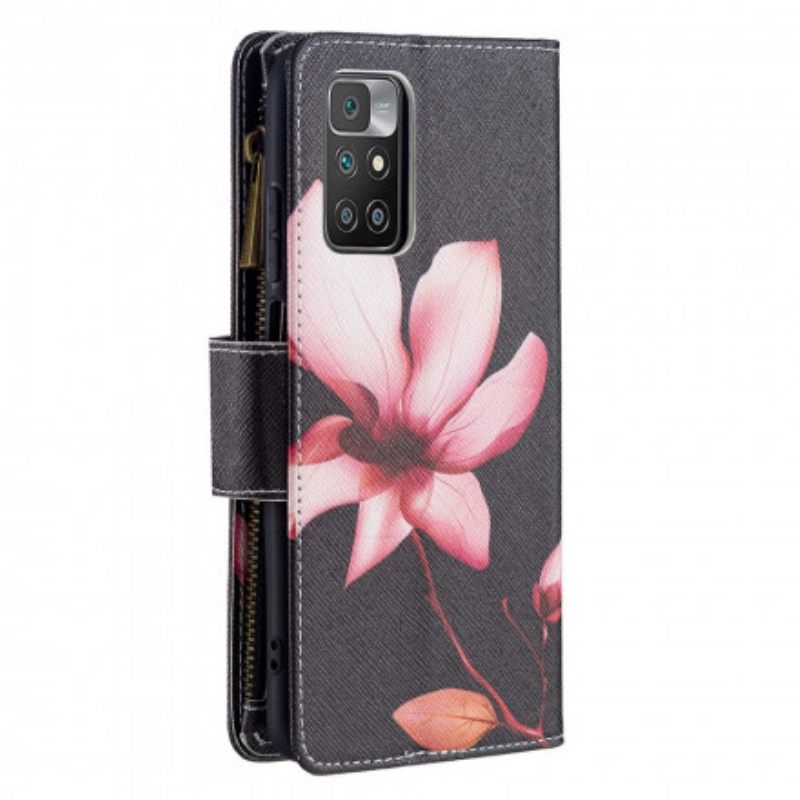 Nahkakotelo Xiaomi Redmi 10 Flower Vetoketjullinen Tasku