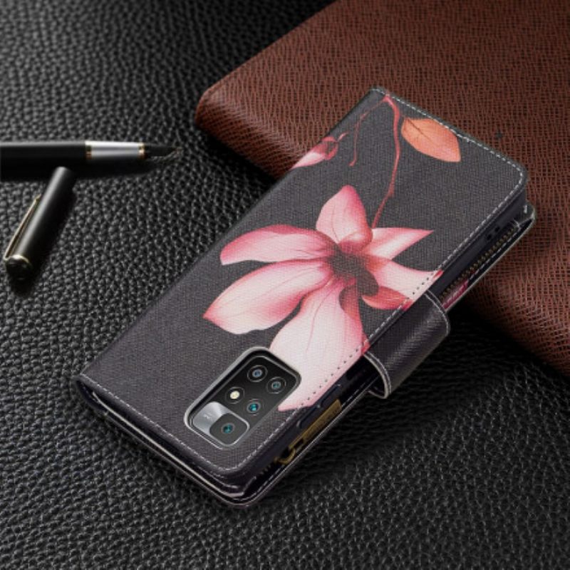 Nahkakotelo Xiaomi Redmi 10 Flower Vetoketjullinen Tasku