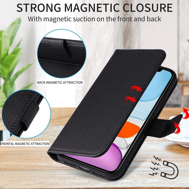 Flip Case Honor Magic 4 Pro Suojaketju Kuori Textured Strappy