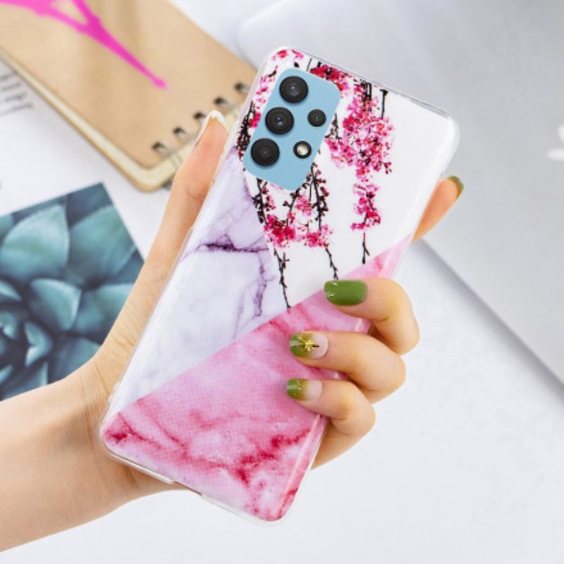 Case Samsung Galaxy A32 4G Marmoroitu Luumukukka