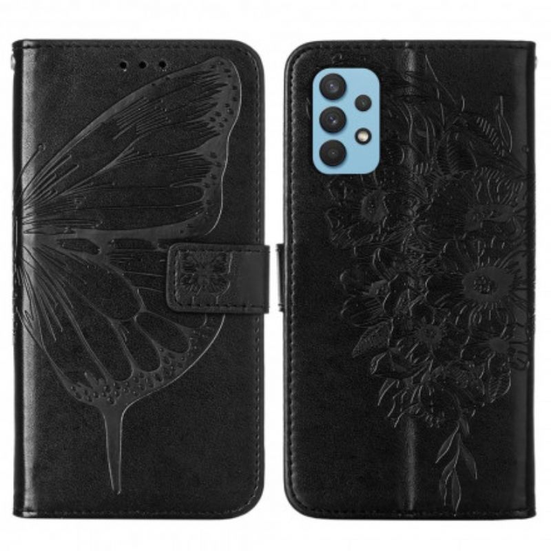 Kotelot Samsung Galaxy A32 4G Butterfly Design Kaulanauhalla