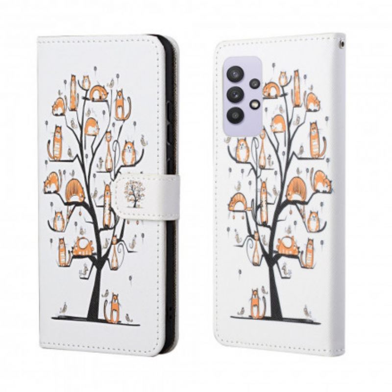 Kotelot Samsung Galaxy A32 4G Suojaketju Kuori Funky Cats Hihnalla