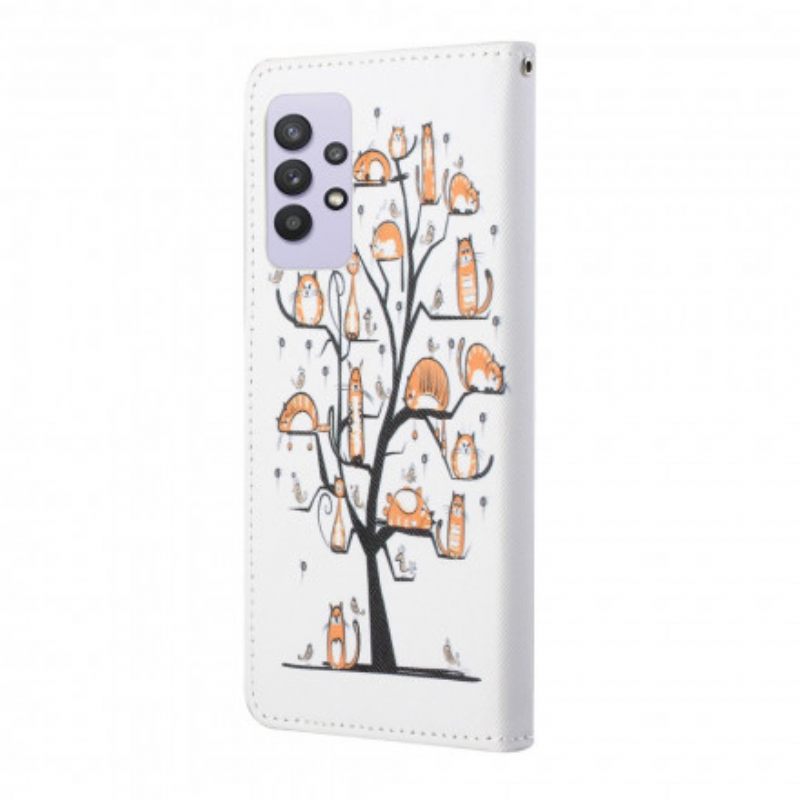 Kotelot Samsung Galaxy A32 4G Suojaketju Kuori Funky Cats Hihnalla