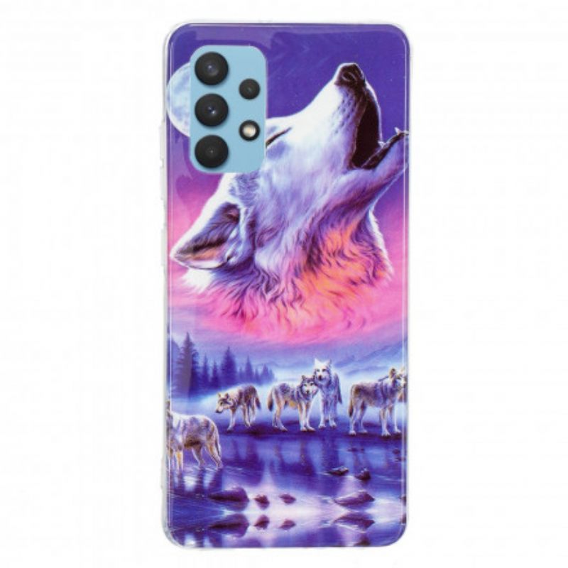 Kuori Samsung Galaxy A32 4G Fluorescent Wolf Sarja