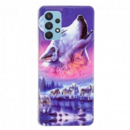 Kuori Samsung Galaxy A32 4G Fluorescent Wolf Sarja