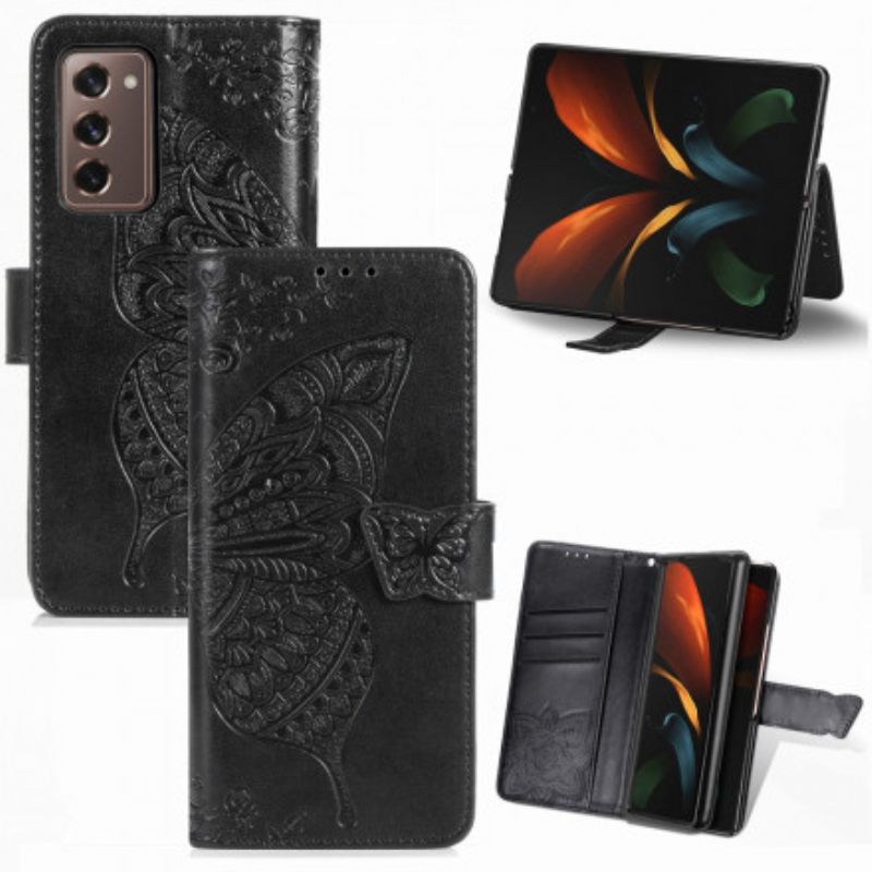 Kotelot Samsung Galaxy Z Fold 2 Butterfly Design Kaulanauhalla