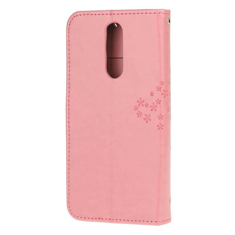 Flip Case Xiaomi Redmi 8 Suojaketju Kuori Tree Ja Pöllöt Hihnalla