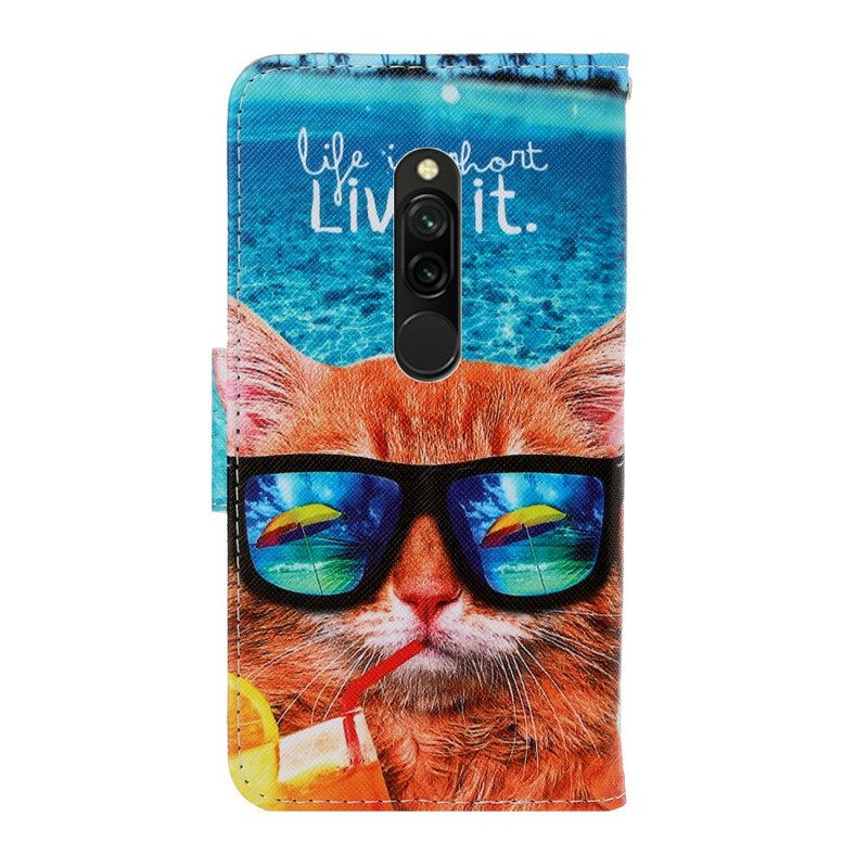 Kotelot Xiaomi Redmi 8 Suojaketju Kuori Cat Live It Lanyardissa