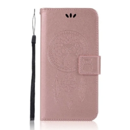 Nahkakotelo Xiaomi Redmi 8 Nahkaefekti Dreamcatcher Pöllö