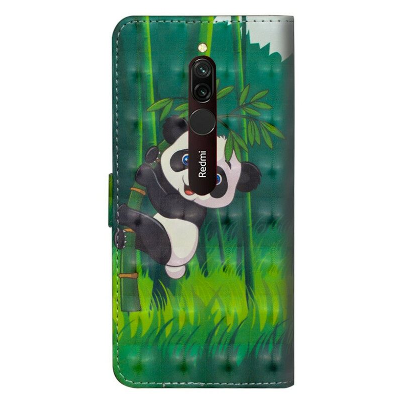 Nahkakotelo Xiaomi Redmi 8 Panda Ja Bamboo