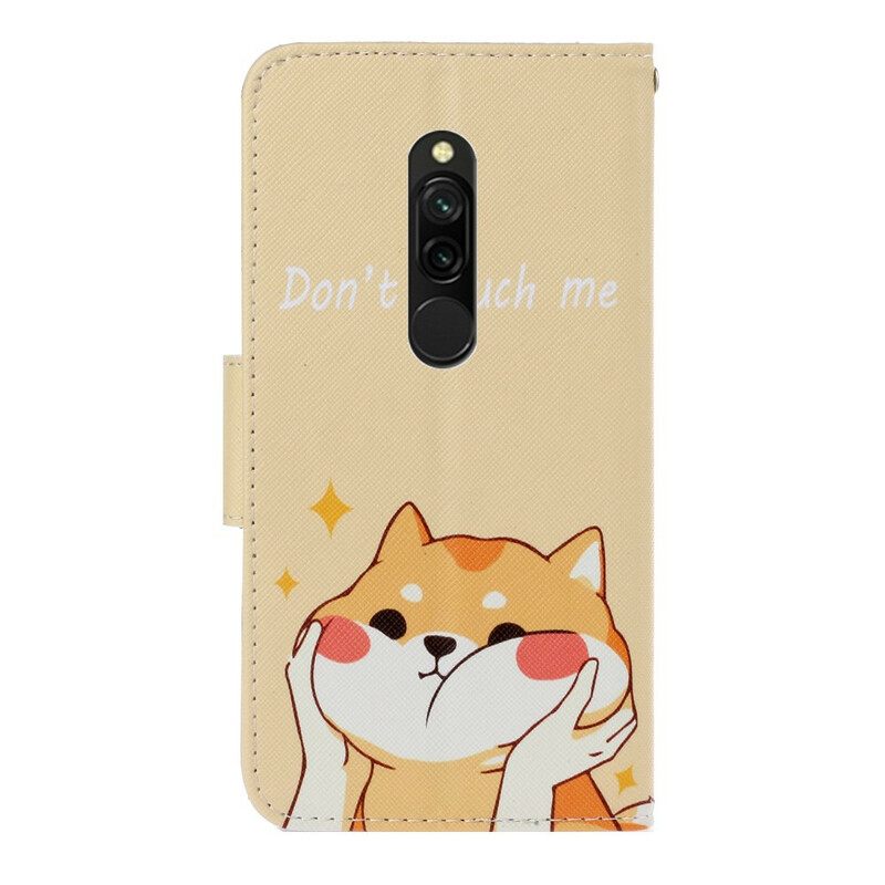 Nahkakotelo Xiaomi Redmi 8 Suojaketju Kuori Cat Don't Touch Me Strappy