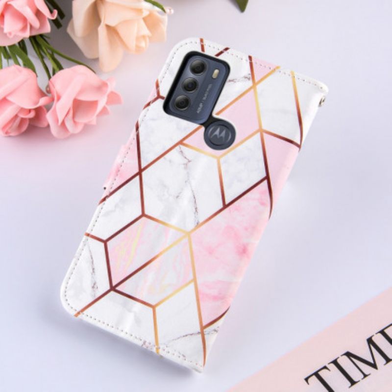 Kotelot Moto G50 Suojaketju Kuori Striped Geometric Marble