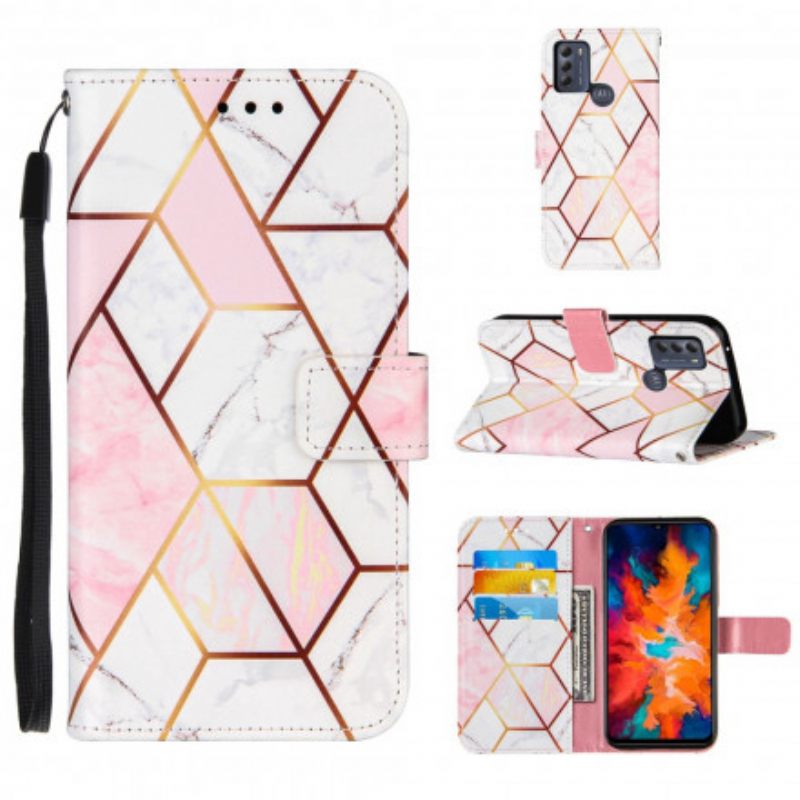 Kotelot Moto G50 Suojaketju Kuori Striped Geometric Marble