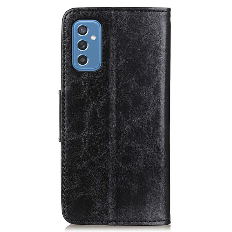 Flip Case Samsung Galaxy M52 5G Haljasnahkainen Kääntyvä Lukko