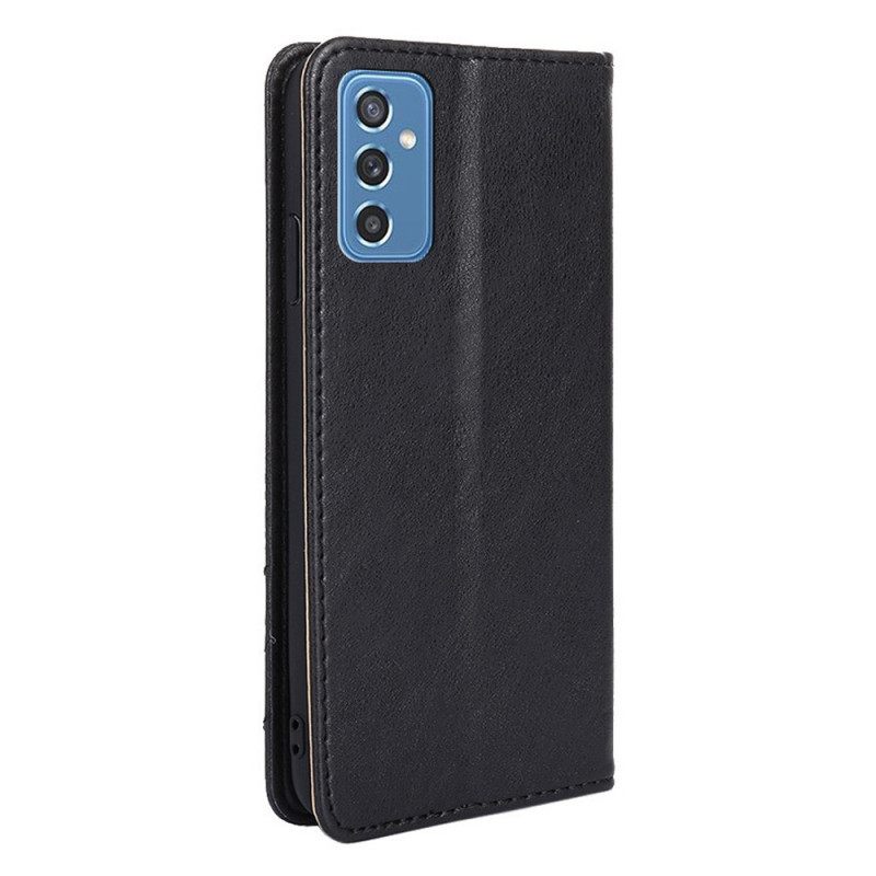 Flip Case Samsung Galaxy M52 5G Harjattu Nahka