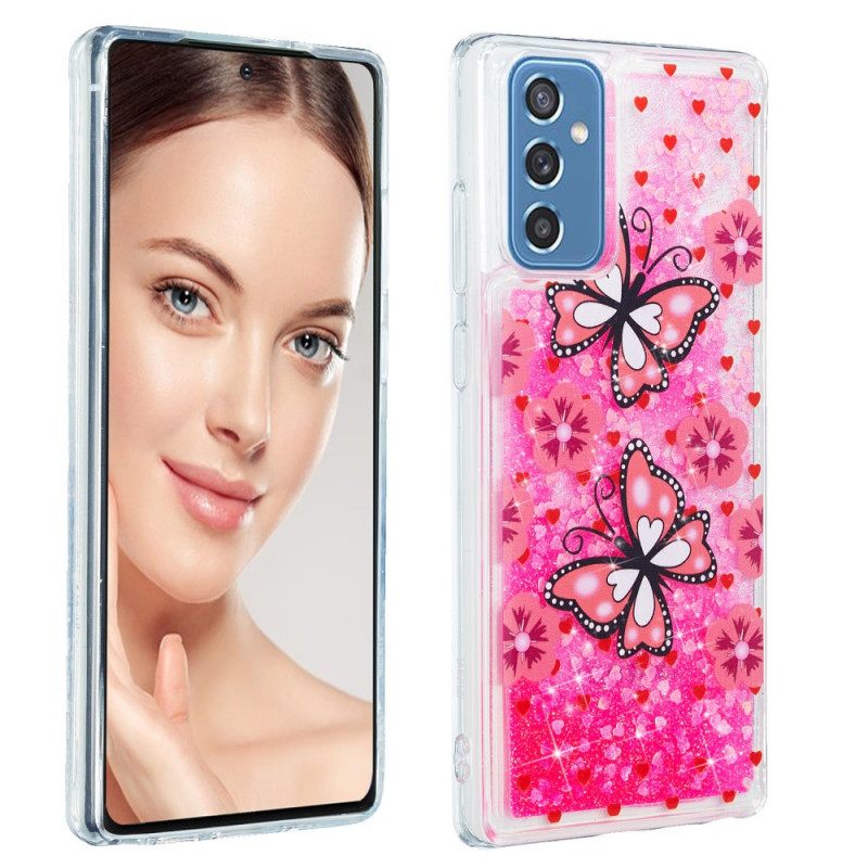 Kuori Samsung Galaxy M52 5G Pink Butterflies