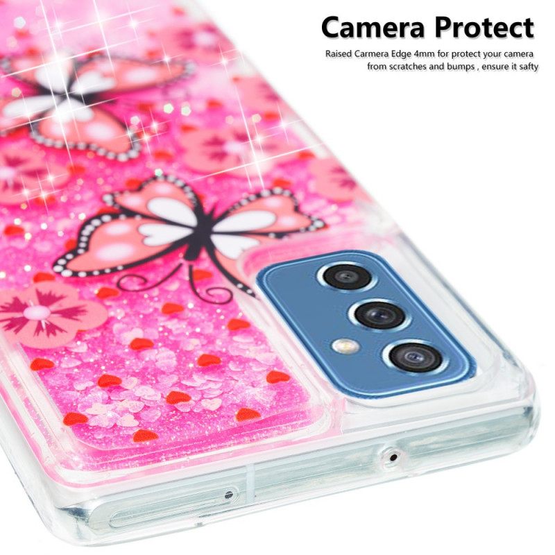 Kuori Samsung Galaxy M52 5G Pink Butterflies