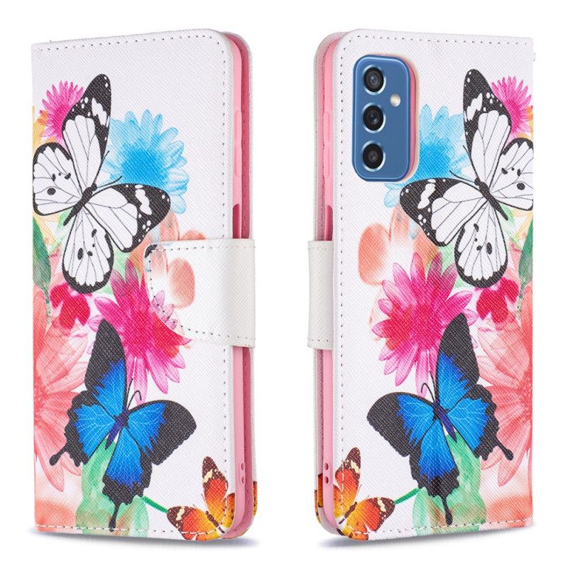 Nahkakotelo Samsung Galaxy M52 5G Butterfly Dance