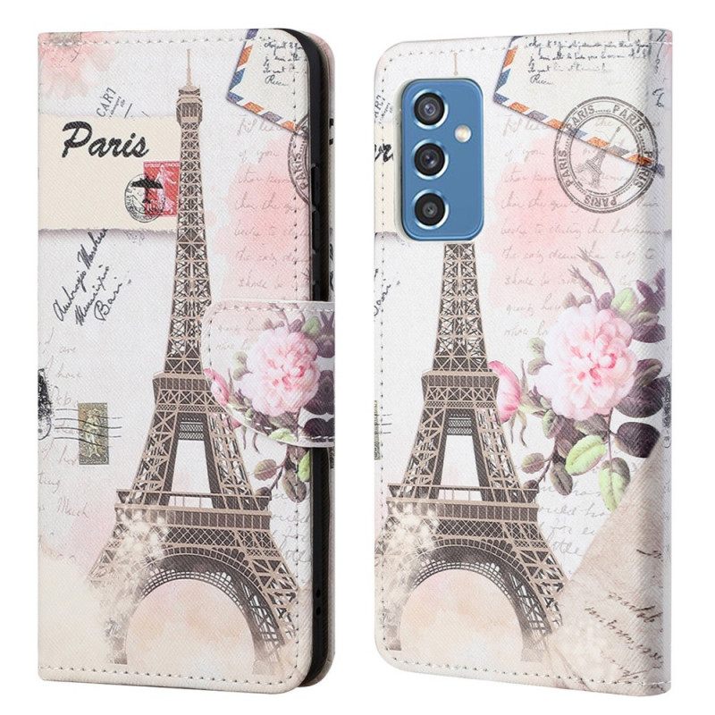 Nahkakotelo Samsung Galaxy M52 5G Eiffel Tower Retro