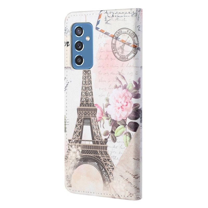 Nahkakotelo Samsung Galaxy M52 5G Eiffel Tower Retro