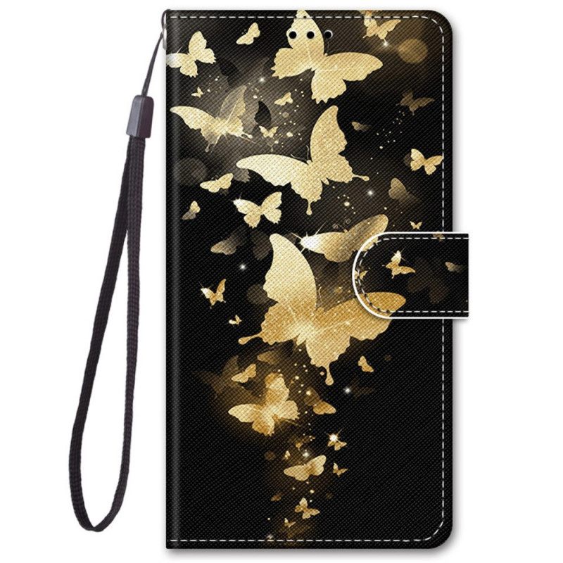 Nahkakotelo Samsung Galaxy M52 5G Midnight Luminous Butterflies