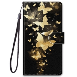 Nahkakotelo Samsung Galaxy M52 5G Midnight Luminous Butterflies