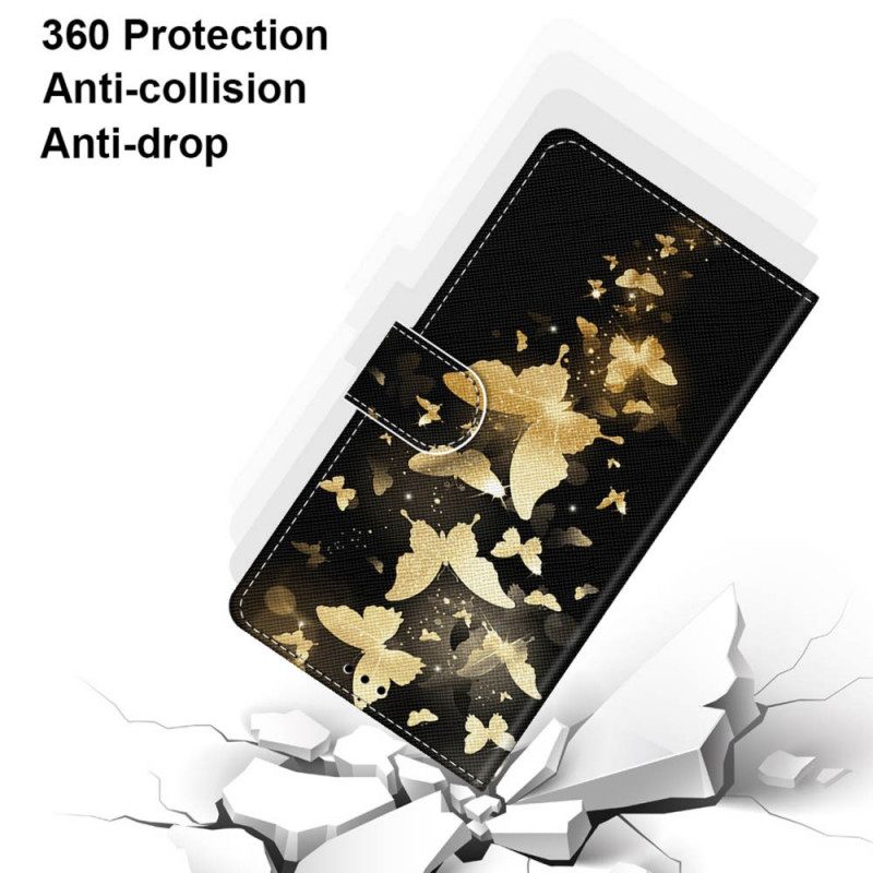 Nahkakotelo Samsung Galaxy M52 5G Midnight Luminous Butterflies