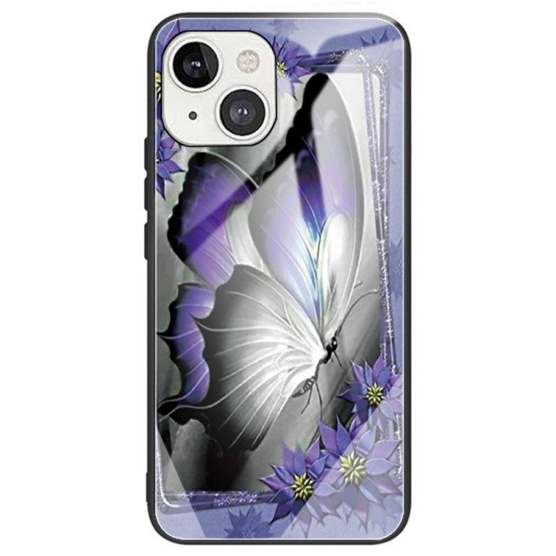 Case iPhone 14 Purple Butterfly Karkaistu Lasi