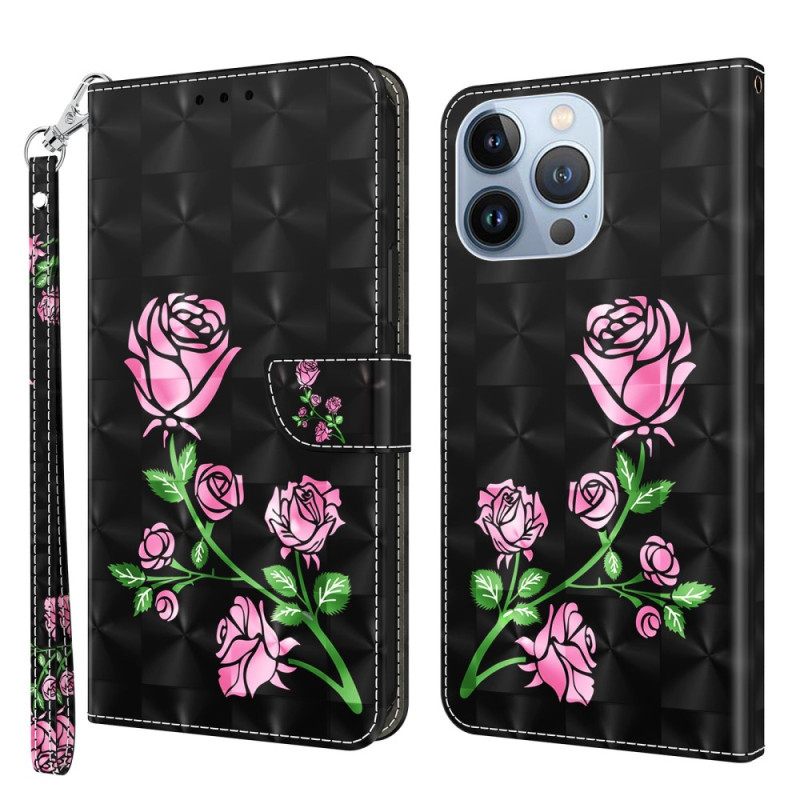 Kotelot iPhone 14 Suojaketju Kuori Strappy Roses