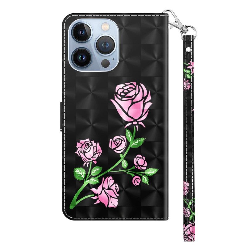 Kotelot iPhone 14 Suojaketju Kuori Strappy Roses