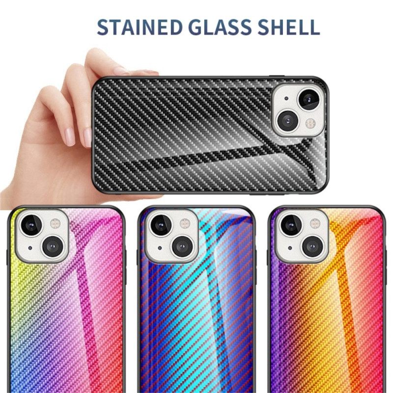 Kuori iPhone 14 Carbon Fiber Karkaistu Lasi