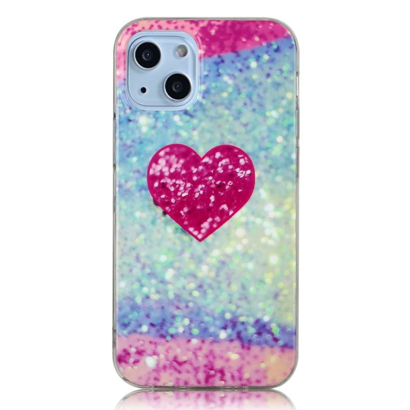 Kuori iPhone 14 Glitter Heart