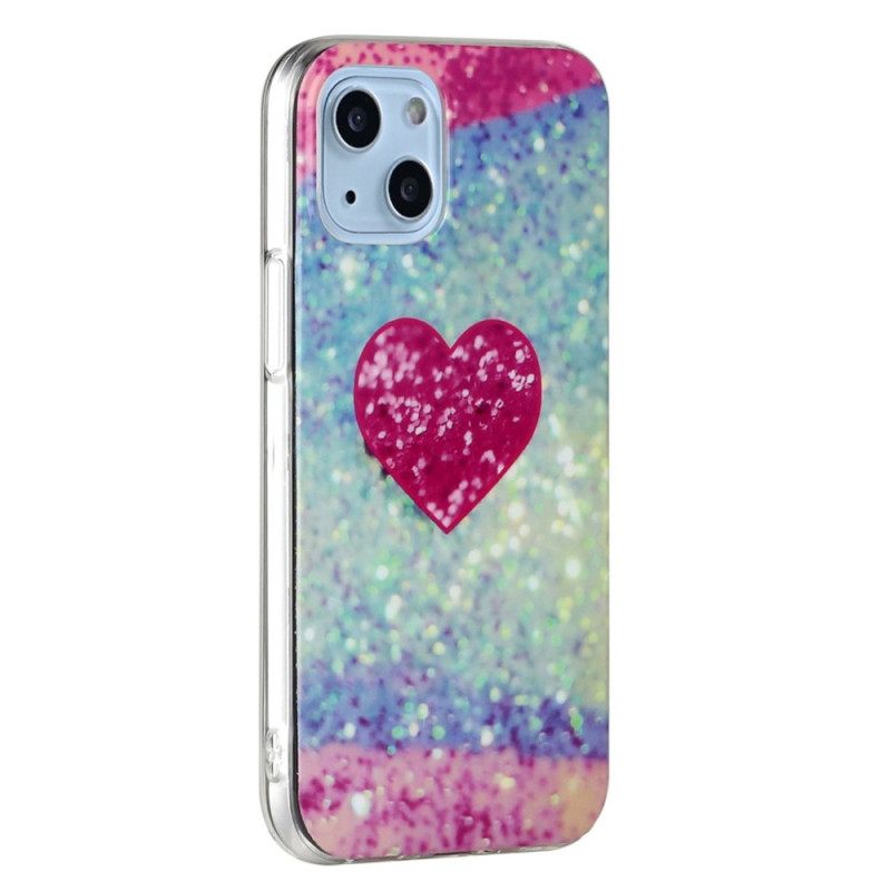 Kuori iPhone 14 Glitter Heart