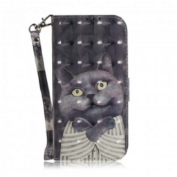 Flip Case Samsung Galaxy A32 5G Suojaketju Kuori Grey Thong Cat