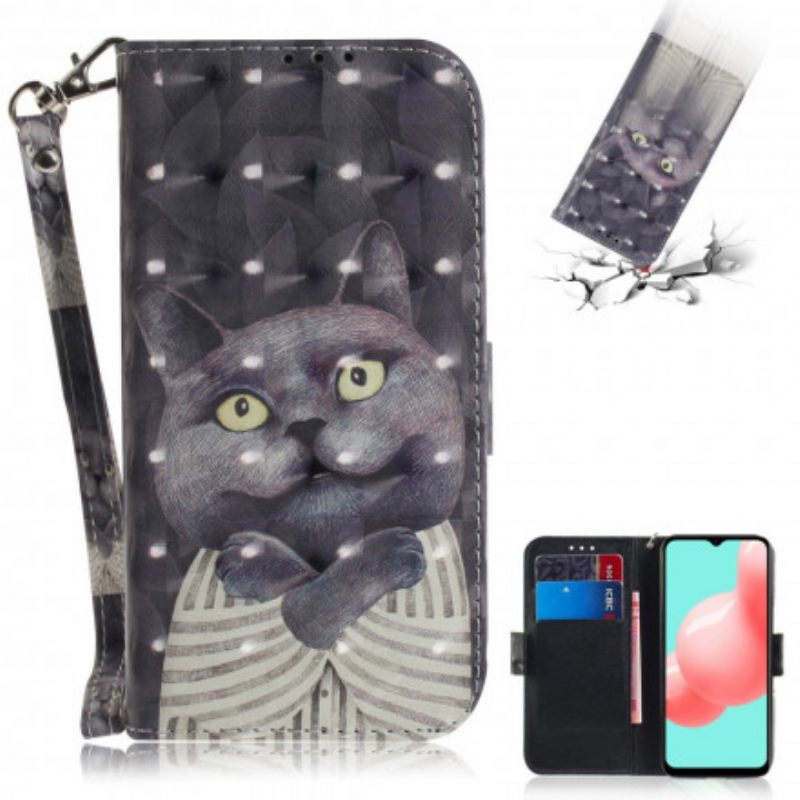 Flip Case Samsung Galaxy A32 5G Suojaketju Kuori Grey Thong Cat