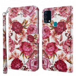 Kotelot Samsung Galaxy A32 5G Light Spot Roses Kaulanauhalla