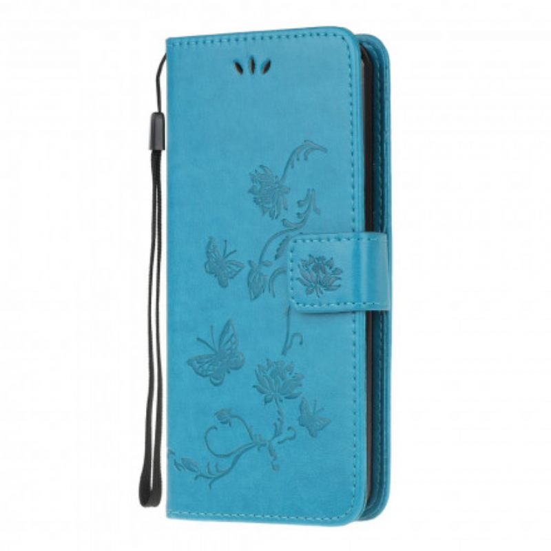 Kotelot Samsung Galaxy A32 5G Suojaketju Kuori Butterflies And Flowers Strap