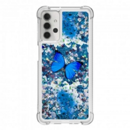 Kuori Samsung Galaxy A32 5G Glitter Blue Butterflies