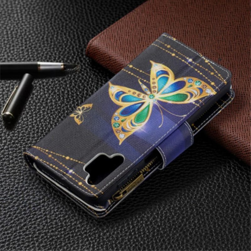 Nahkakotelo Samsung Galaxy A32 5G Vetoketjupussi Butterflies Art