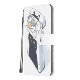 Flip Case Samsung Galaxy M12 / A12 Suojaketju Kuori Toimitus Thong Cats